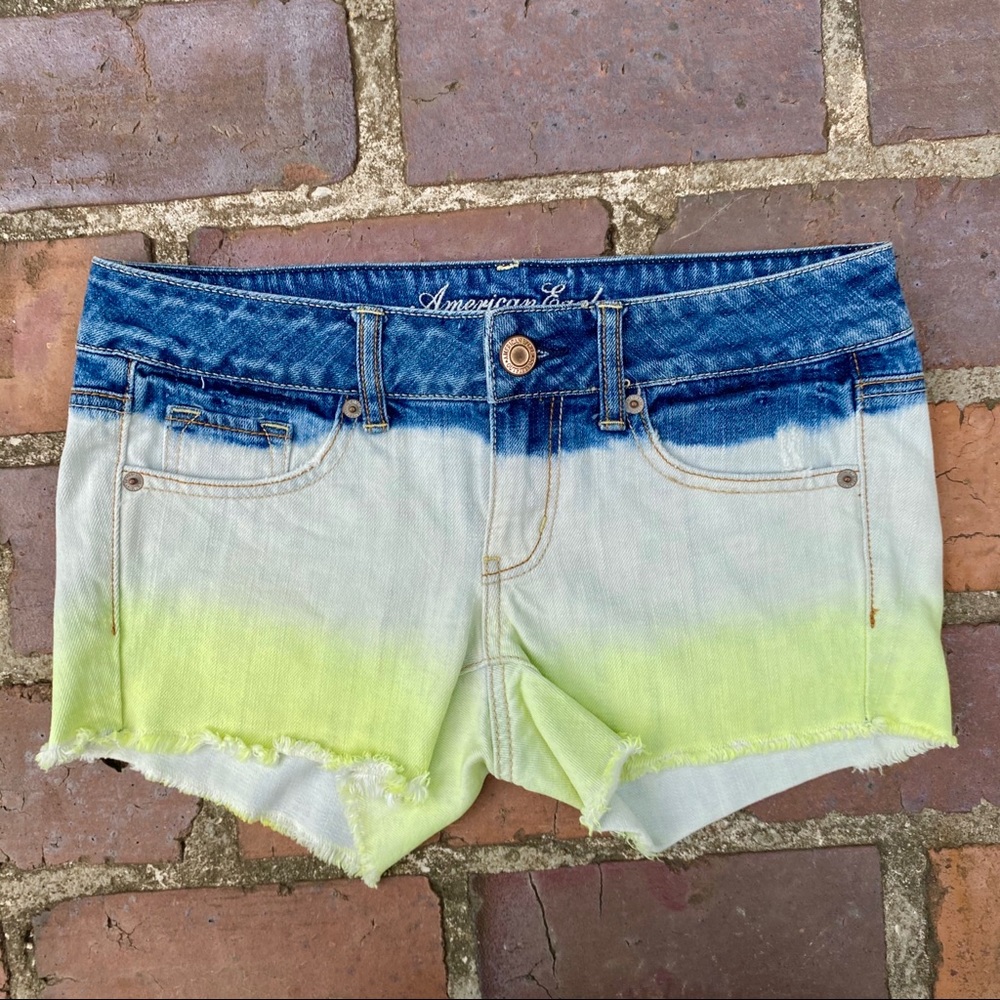 VS Cutoff Denim Shorts  Sz 2 Blue Yellow Ombré